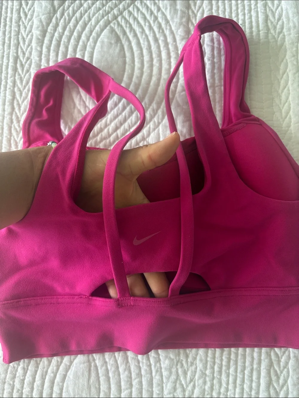 Nike Women's Bright Pink Double-Strap Sports Bra - Picture 3 of 4